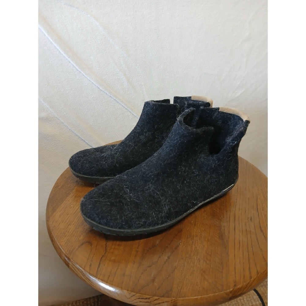 Glerups wool booties slippers natural rubber sole 100% felted wool size 39 EU